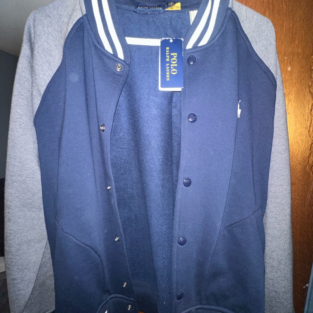 Ralph Lauren Blue and Gray Varsity Jacket